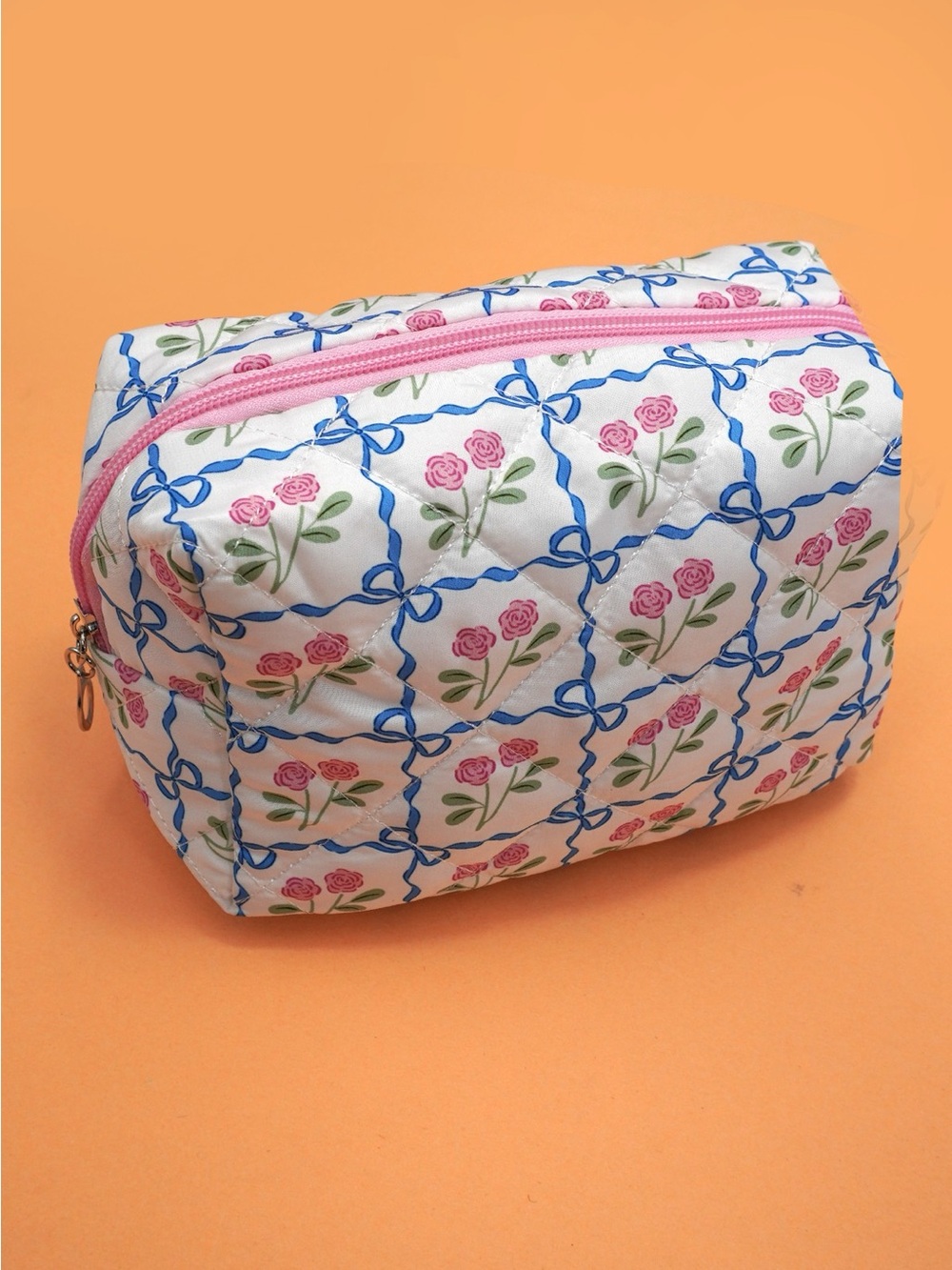 Floral Toile Pattern Makeup Cosmetic Pouch Bag